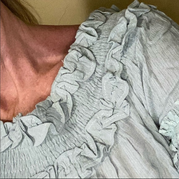 New Washed Blue Ruffled Blouse - Picture 7 of 7